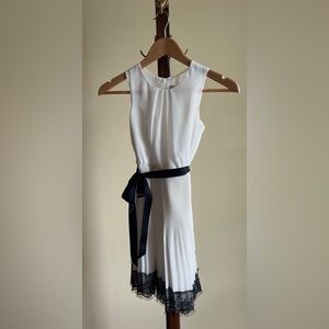 Girls Blush By Us Angels Dress - White with Black Lace Trim - 8